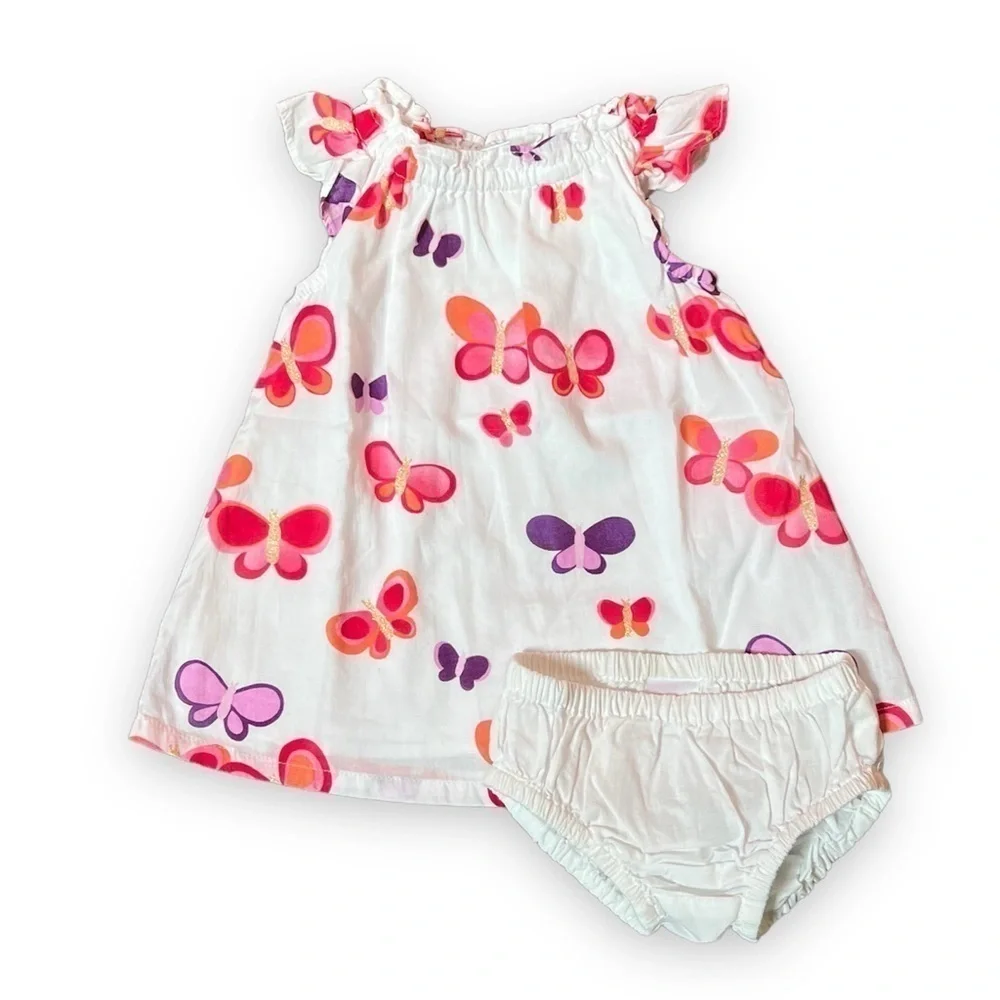 GYMBOREE Sunset Glow Butterfly Print Dress 0-3 mo‎